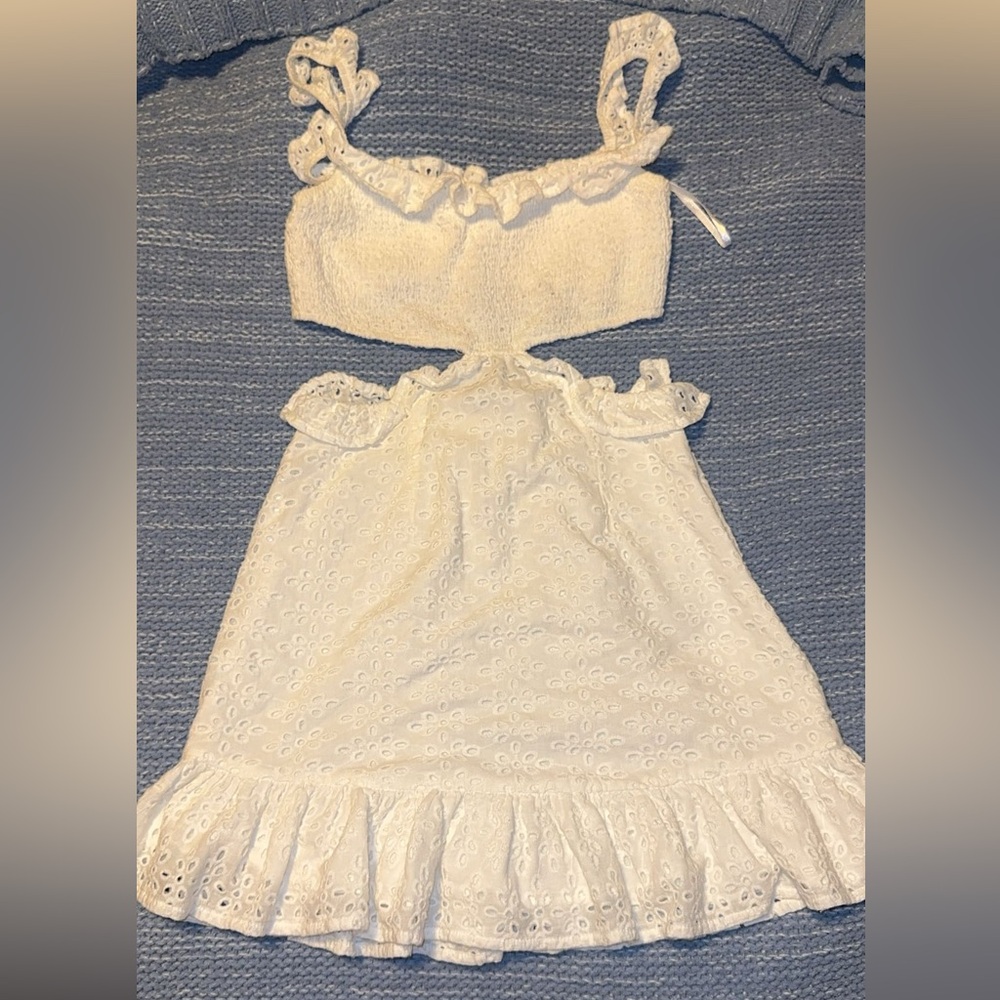 Sabo Skirt White Eyelet Cutout Mini Dress